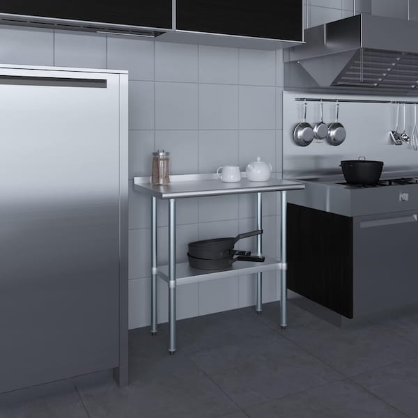 Amgood 18 in. x 36 in. Stainless Steel Work Table with 1.5 in. Backsplash WT-1836-BS-Z - main